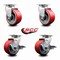 Service Caster 4 Inch Red Poly on Cast Iron Swivel Caster Set with Roller Bearings 2 Brakes SCC-20S420-PUR-RS-2-TLB-2 - alternate 5